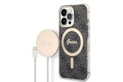 Mobil - Covers & Cases - GUESS GUBPP13LH4EACSK Case+ Charger iPhone 13 Pro black/black hard case 4G Print MagSafe - 3666339102791
