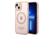 Mobil - Covers & Cases - GUESS GUHMP14MHTCMP iPhone 14 Plus 6.7" pink/pink hard case Gold Outline Translucent MagSafe - 3666339069674