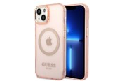 Mobil - Covers & Cases - GUESS GUHMP14SHTCMP iPhone 14 6.1" pink/pink hard case Gold Outline Translucent MagSafe - 3666339069667