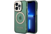 Mobil - Covers & Cases - GUESS GUHMP14LHTCMA iPhone 14 Pro 6.1" green/khaki hard case Gold Outline Translucent MagSafe - 3666339069643