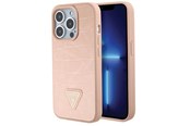 Mobil - Covers & Cases - GUESS Croco Triangle Metal Logo case for iPhone 15 Pro - pink - 3666339152284