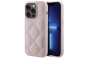 Mobil - Covers & Cases - GUESS Quilted Metal Logo case for iPhone 15 Pro - pink - 3666339149765