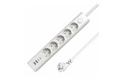 Strømkabel (ekstern) - MicroConnect - power strip - 5-way on/off switch - MC-GRU00515WS-USB