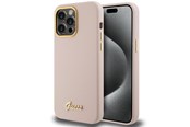 Mobil - Covers & Cases - GUESS Silicone Script Metal Logo & Frame case for iPhone 15 Pro - pink - 3666339149208
