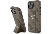 Mobil - Covers & Cases - GUESS Grip Stand 4G Triangle Strass case for iPhone 15 - brown - 3666339197438