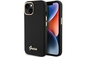 Mobil - Covers & Cases - GUESS Silicone Script Metal Logo & Frame case for iPhone 15 - black - 3666339149321