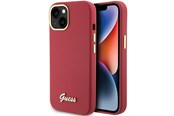 Mobil - Covers & Cases - GUESS Silicone Script Metal Logo & Frame case for iPhone 15 - red - 3666339149048