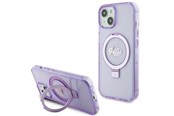 Mobil - Covers & Cases - GUESS Ring Stand Script Glitter MagSafe case for iPhone 15 Plus / 14 Plus - purple - 3666339156756