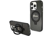 Mobil - Covers & Cases - GUESS Ring Stand Script Glitter MagSafe case for iPhone 15 Pro Max - black - 3666339156350