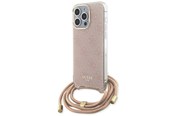 Mobil - Covers & Cases - GUESS Crossbody Cord 4G Print case for iPhone 15 Pro - pink - 3666339148362