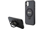 Mobil - Covers & Cases - GUESS Ring Stand Script Glitter MagSafe case for iPhone 11 / Xr - black - 3666339156220