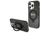 Mobil - Covers & Cases - GUESS Ring Stand Script Glitter MagSafe case for iPhone 14 Pro Max - black - 3666339156312