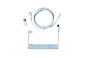 Tastatur - Keychron Spiralformet Aviator USB 8K kabel med vinklet stik (Light Blue) - Tastaturkabel - Blå - Cab-47