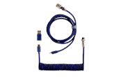 Tastatur - Keychron Spiralformet Aviator USB 8K kabel med lige stik (Blue) - Tastaturkabel - Blå - Cab-51