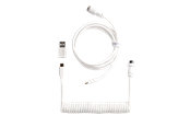Tastatur - Keychron Spiralformet Aviator USB 8K kabel med lige stik (White) - Tastaturkabel - Hvid - Cab-48