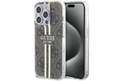 Mobil - Covers & Cases - GUESS IML 4G Gold Stripe case for iPhone 15 Pro - brown - 3666339222840