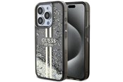 Mobil - Covers & Cases - GUESS Liquid Glitter Gold Stripes case for iPhone 15 Pro - black - 3666339223540