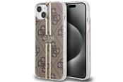 Mobil - Covers & Cases - GUESS IML 4G Gold Stripe case for iPhone 15 Plus / 14 Plus - brown - 3666339222833