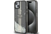 Mobil - Covers & Cases - GUESS Liquid Glitter Gold Stripes case for iPhone 15 Plus / 14 Plus - black - 3666339223533