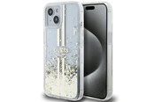 Mobil - Covers & Cases - GUESS Liquid Glitter Gold Stripes case for iPhone 15 Plus / 14 Plus - transparent - 3666339223953