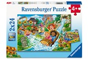Puslespil - Ravensburger Forlystelsespark 2x24 brikker - 12004258