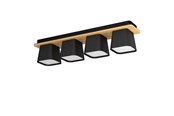 Lamper - EGLO Stars of Light RUSCIO loftlampe 4L, sort/hvid/træ - 390008