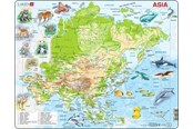 Puslespil - Larsen Puzzles Asia Topographical Map Jigsaw Puzzle – 63 pieces Maxi (36.5 x 28.5 cm) 2D Puslespil - A30