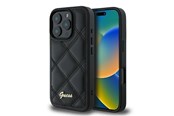 Mobil - Covers & Cases - GUESS Quilted Metal Logo iPhone 16 Pro Case - Black - 3666339345068