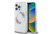 Mobil - Covers & Cases - GUESS IML Flowers Wreath MagSafe Case for iPhone 16 Pro - Clear - 3666339311445