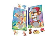 Puslespil - Larsen Puzzles "Cute Animals" Puzzle – 2 assorted designs (fallow deer + drummer) – 14 pieces Midi (28.5 cm x 18.3 cm) 2D Puslespil - CU1