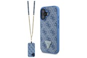 Mobil - Covers & Cases - GUESS Leather Metal Logo Strass Crossbody Case for iPhone 16 - Blue - 3666339328689