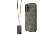 Mobil - Covers & Cases - GUESS Leather Metal Logo Strass Crossbody Case for iPhone 16 - Brown - 3666339328641