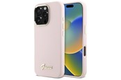 Mobil - Covers & Cases - GUESS Silicone Script Metal Logo & Frame iPhone 16 Pro Max Case - Pink - 3666339344283