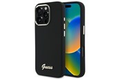 Mobil - Covers & Cases - GUESS Silicone Script Metal Logo & Frame Case for iPhone 16 Pro - Black - 3666339344313