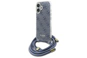 Mobil - Covers & Cases - GUESS Crossbody Cord 4G Print Case with Lanyard for iPhone 16 - Blue - 3666339344337