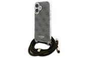 Mobil - Covers & Cases - GUESS Crossbody Cord 4G Print Case with Lanyard for iPhone 16 - Brown - 3666339345167