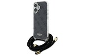 Mobil - Covers & Cases - GUESS Crossbody Cord 4G Print Case for iPhone 16 - Black - 3666339345129