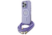 Mobil - Covers & Cases - GUESS Crossbody Cord Script MagSafe Case for iPhone 16 Pro - Purple - 3666339345860