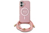 Mobil - Covers & Cases - GUESS Crossbody Cord Script MagSafe iPhone 16 Case - Pink - 3666339345884