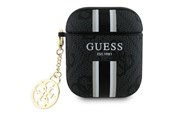 Mobil - Andet Tilbehør - GUESS GUA2P4RPSK AirPods 1/2 cover black/black 4G Printed Stripes Charm - 3666339311063