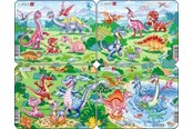 Puslespil - Larsen Puzzles "Legendary Dinosaurs" Puzzle 4 assorted designs – 7 pieces Mini (18.3 x 14.3 cm) 2D Puslespil - V6