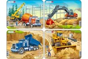 Puslespil - Larsen Puzzles Construction Vehicles Puzzle Assorted (4 designs) – 7 pieces Mini (18.3 x 14.3 cm) 2D Puslespil - Z3