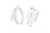 Mobil - Adaptere & Opladere - Wozinsky WLS-20W - 20W USB-A & USB-C Wall Charger (Incl. 1m USB-C to USB-C Cable) - White - 5907769388149