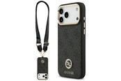 Mobil - Covers & Cases - GUESS 4G Srtass Logo & Big Strap Metal Buttons MagSafe Case for iPhone 17 Pro Max - Black - 3666339550837