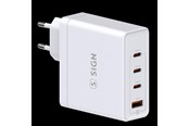 Mobil - Adaptere & Opladere - SiGN Fast Charger GaN 140W 3x USB-C / 1x USB-A - White - SN-140W