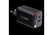 Mobil - Adaptere & Opladere - SiGN GaN Fast Charger USB-C/USB-A 65W with extendable USB-C cable - Black - SN-TC-67B