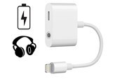 Audio kabel - SiGN Lightning to 3.5mm Adapter for Audio & Charging - 12W - 10cm - White - SN-IPHL35