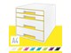 Skrivebordstilbehør - Leitz Skuffekabinet Desk Cube  WOW 4-skuffer Gul - 52132016