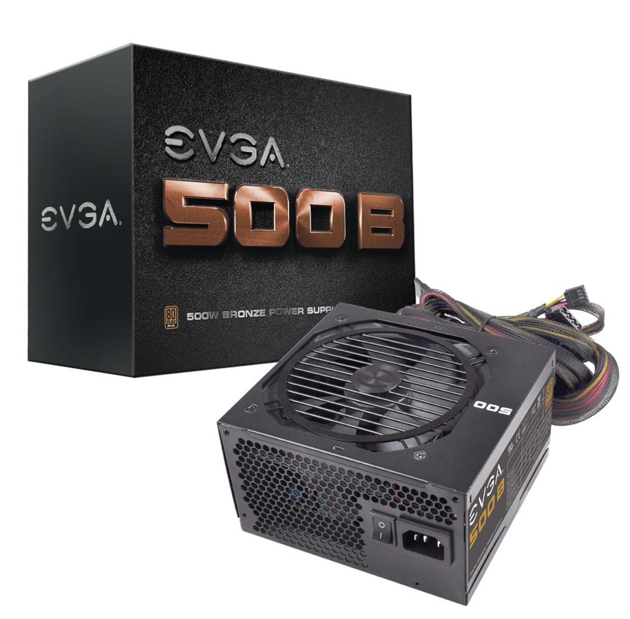 Strømforsyning - EVGA Bronze Power 500 B1 Strømforsyning - 500 Watt - 120 mm - ATX - 80 Plus Bronze certified - 100-B1-0500-KR
