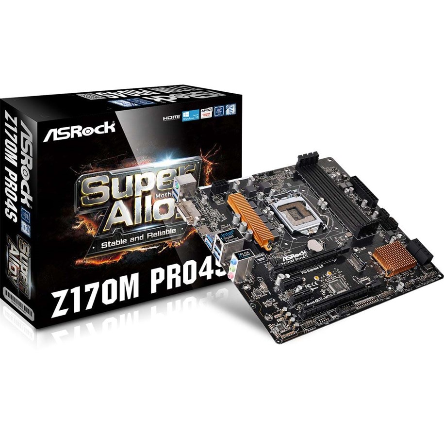 Bundkort - ASRock Z170M PRO4S Bundkort - Intel Z170 - Intel LGA1151 - DDR4 RAM - Micro-ATX - Z170M PRO4S